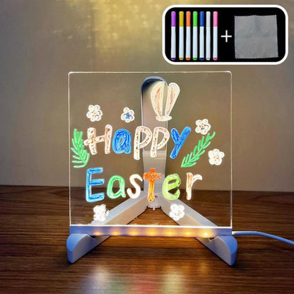 Rewritable Acrylic Message Board, 1/8 Counts USB Powered Illuminated Dry Erase Board with Stand & Markers & Rags, Room Accessories, LED Display Board, School Supplies