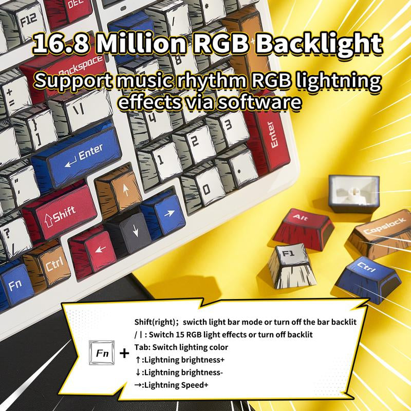 AULA F99 Wireless Mechanical Keyboard, Hot Swappable Custom Keyboard,Pre-Lubed Linear Switches,Gasket Structure,Rgb Backlit Gaming Keyboard