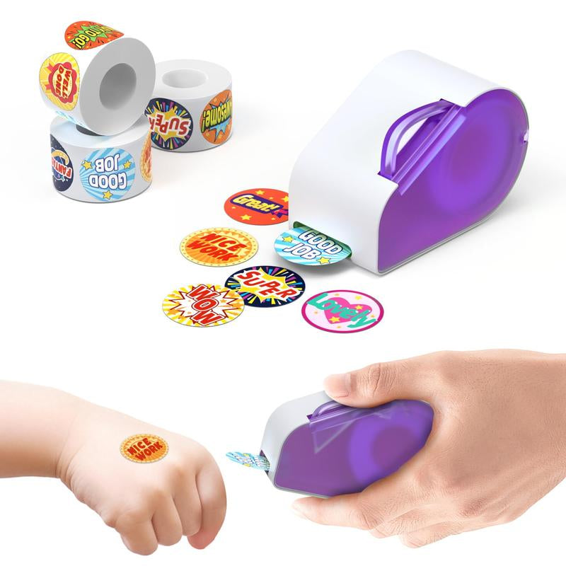 Manual Sticker Dispenser, Student Reward, Teacher Appreciation Gift with 1400 Stickers, Contains Various Patterns of Stickers, Easy to Install, Easy to Use, Suitable for Use with Student Rewards, Teacher Supplies