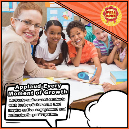 Manual Sticker Dispenser, Student Reward, Teacher Appreciation Gift with 1400 Stickers, Contains Various Patterns of Stickers, Easy to Install, Easy to Use, Suitable for Use with Student Rewards, Teacher Supplies