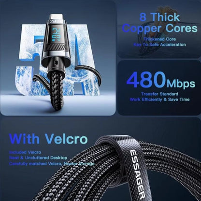 Smartsync Fast Charge Digital Display USB Cable 240W Type C to Type C with Sleek Digital Display, Durable Construction & Magnetic Attachment