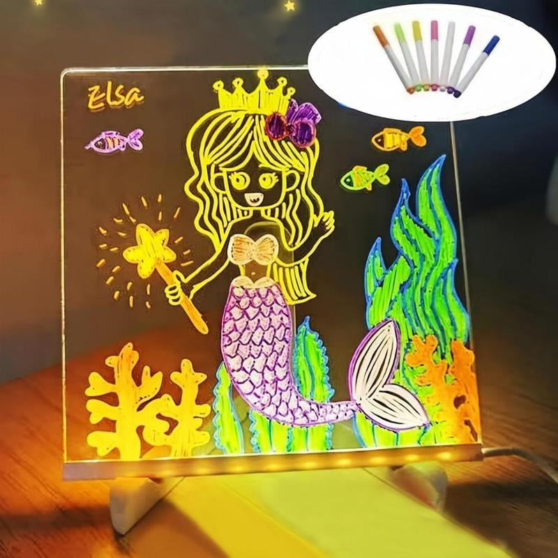 Rewritable Acrylic Message Board, 1/8 Counts USB Powered Illuminated Dry Erase Board with Stand & Markers & Rags, Room Accessories, LED Display Board, School Supplies