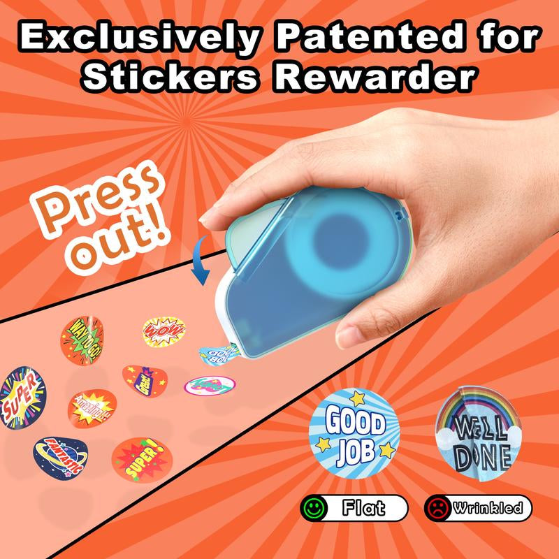 Manual Sticker Dispenser, Student Reward, Teacher Appreciation Gift with 1400 Stickers, Contains Various Patterns of Stickers, Easy to Install, Easy to Use, Suitable for Use with Student Rewards, Teacher Supplies